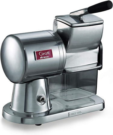 Ariete Gratí Superior - Rallador eléctrico profesional, 350 W, motor de inducción, tolva XL extraíble, color plata